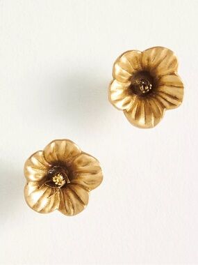 Anthropologie Hibiscus Knobs, Set of 2 in Gold | NWT